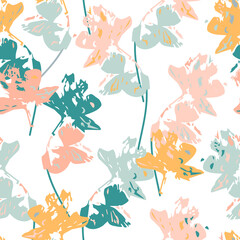 Gentle seamless pattern with orchids silhouettes, vector. Perfect for wrappin paper, packaging design, cover, wallpaper and more