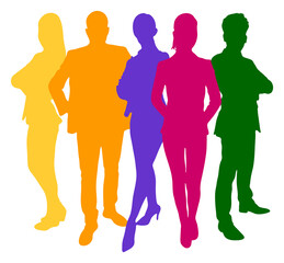 Bunte Silhouetten verschiedener Leute als Business Teamwork Konzept © Robert Kneschke