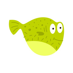 Vector illustration of a Fugu pufferfish , cartoon style