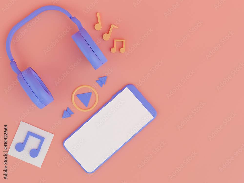 Poster 3d render concept music player application on smartphone.