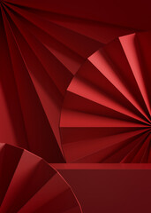 Podium stage stand on red decorative modern background 3d render 