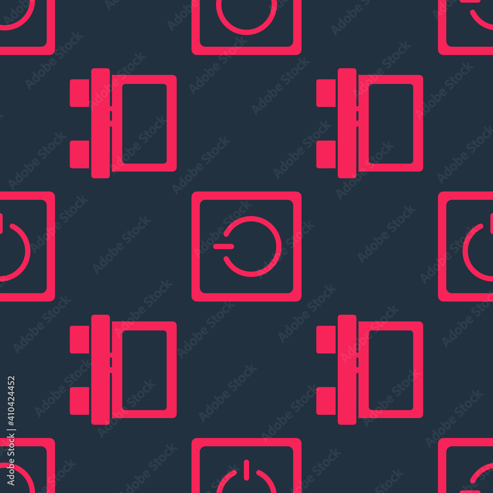 Poster set fuse and electric light switch on seamless pattern. vector.