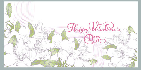 Happy Valentine's Day elegant poster design with white lily flowers