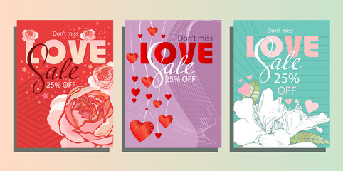 Happy Valentine's Day elegant poster design sale priomotion