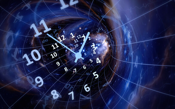 Time in space. 3d rendering illustration