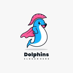 dolphin character mascot logo design vector illustration