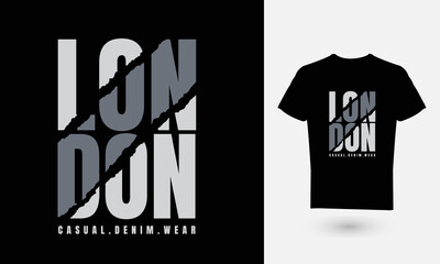 Vector illustration of text graphics, LONDON. perfect for the design of T-shirts, hoodies, etc.