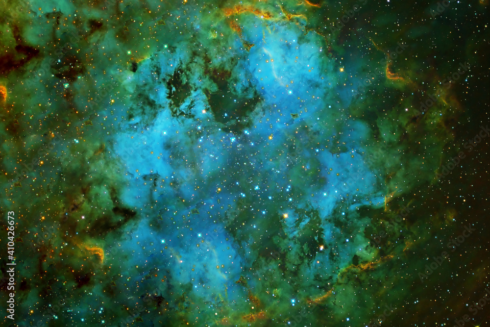 Wall mural green space on a dark background. elements of this image were furnished by nasa.