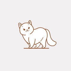 Fat fluffy cat. Cute cat character. Vector illustration in cartoon style for poster, postcard.