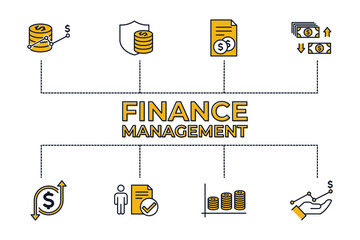 set finance management linear icons. Data Analysis pack symbol template for graphic and web design collection logo vector illustration