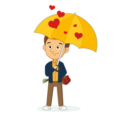 A businessman holding umbrella protecting his heart,Valentines day