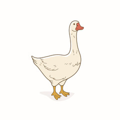 Cute goose. Contour vector illustration.