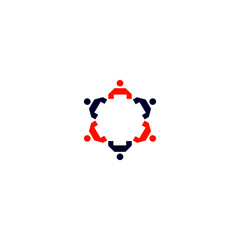 Naklejka premium People together blue and orange, sign, symbol, logo, artwork isolated on white