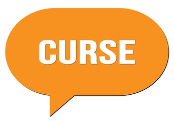 CURSE text written in an orange speech bubble