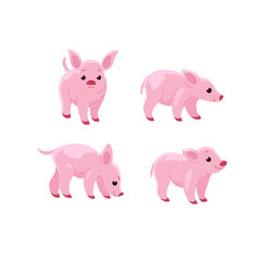Cartoon pig sketch line icon. Сute animals icons set. Childish print for nursery, kids apparel, poster, postcard, pattern.