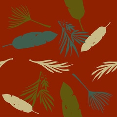 Trendy Tropical Vector Seamless Pattern. Elegant Male Shirt Female Dress Texture. Doodle Floral Background.