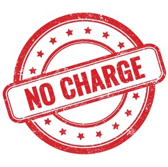 NO CHARGE text on red grungy round rubber stamp.