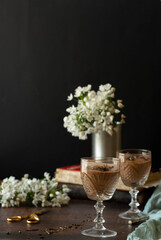 Chocolate and dark black tea mousse