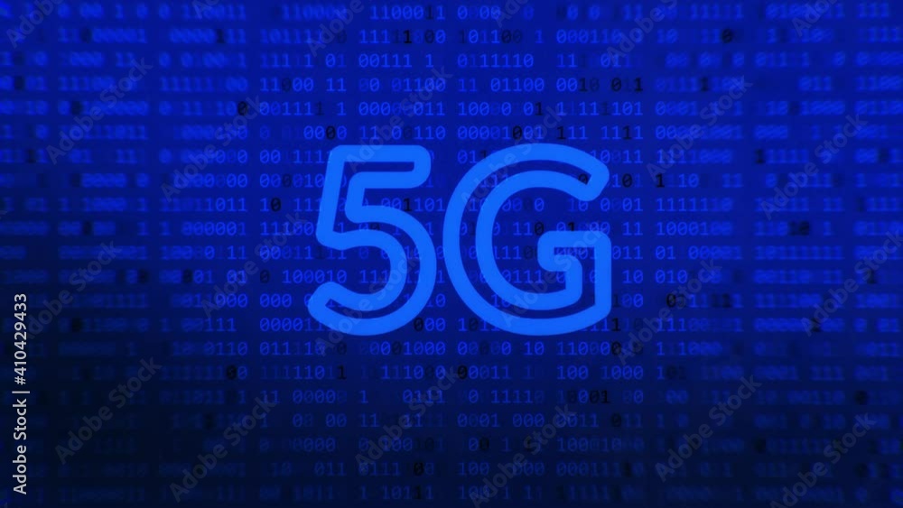 Poster 5g global network high speed innovation connection data tech. glowing 5g on dark blue color backgrou