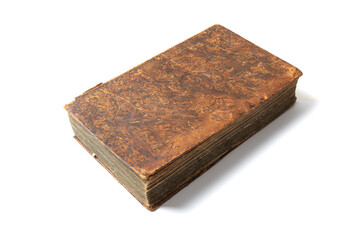 Old brown book on white background
