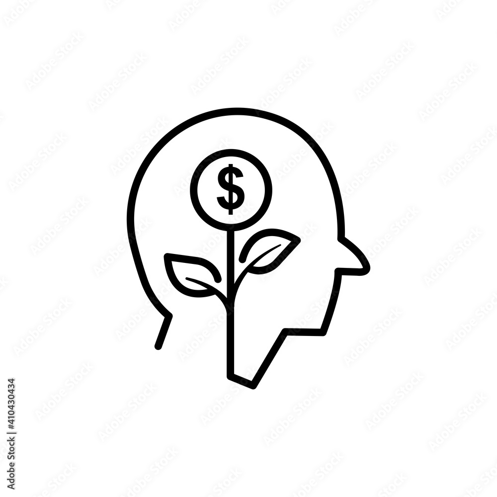Poster head line icon and plant with dollar. business symbol. simple design editable. design template vecto