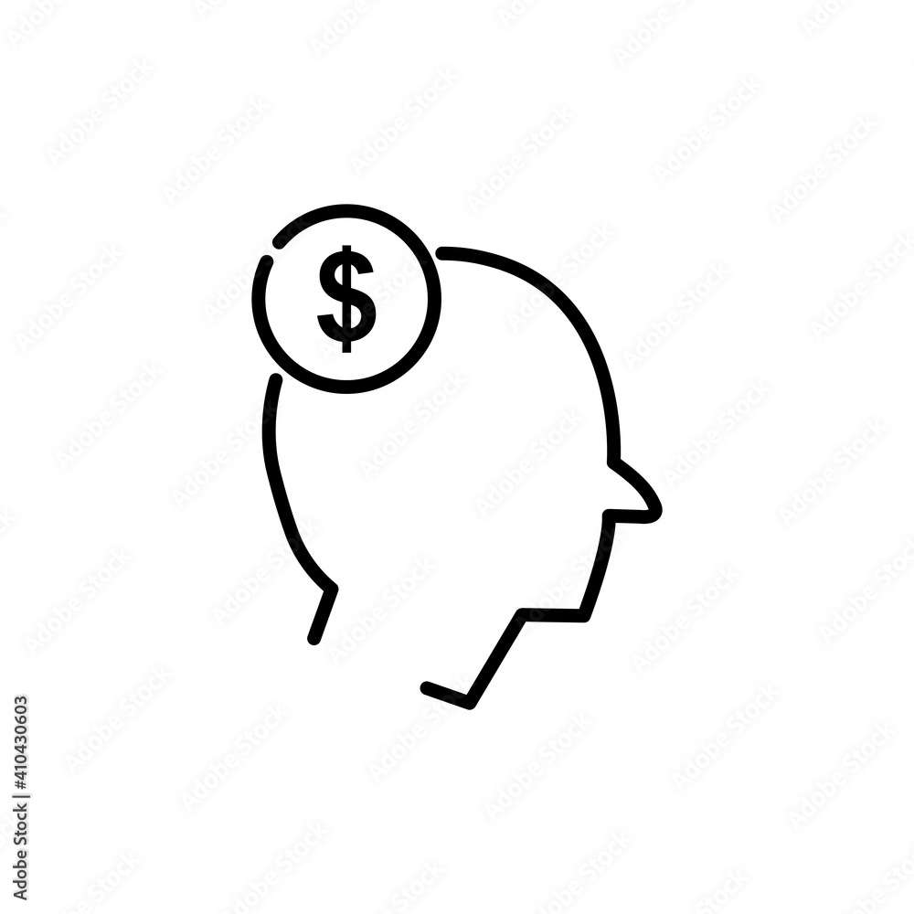 Poster head with dollar line icon. business symbol. simple design editable. design template vector