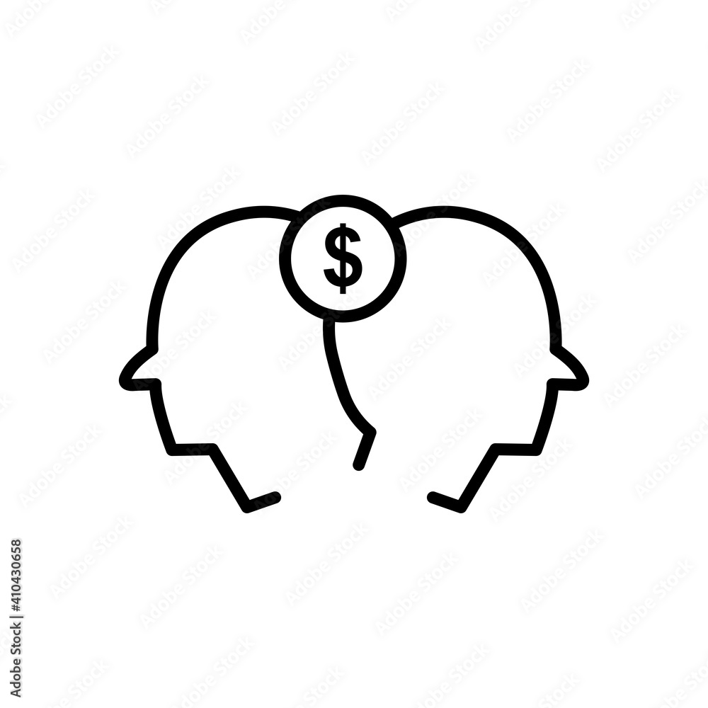 Poster head with dollar line icon. business symbol. simple design editable. design template vector