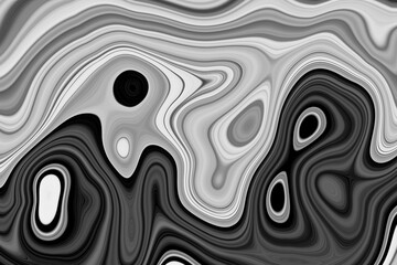 The texture of black and white  liquid marble for a pattern of packaging in a modern style. Beautiful drawing with the divorces and wavy lines in gray tones for wallpapers and screensaver.