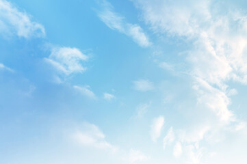 Blue sky with white cloud. The summer heaven is colorful clearing day Good weather and beautiful nature in the morning.