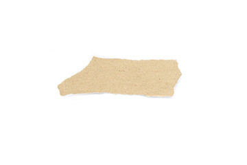 Recycled paper craft stick on a white background. Brown paper torn or ripped pieces of paper isolated on white background.