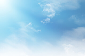 Blue sky with white cloud. The summer heaven is colorful clearing day Good weather and beautiful nature in the morning.