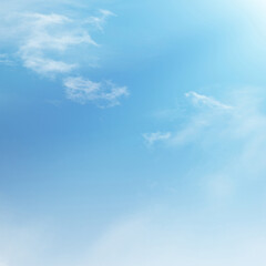 Blue sky with white cloud. The summer heaven is colorful clearing day Good weather and beautiful nature in the morning.