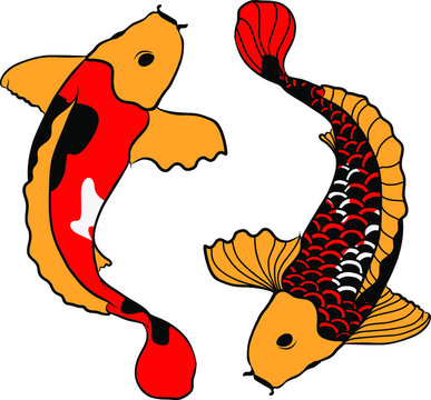 recommend clip art: koi fish with isolate and sticker.Japanese koi carp tattoo design.Lucky Chainese animal.
