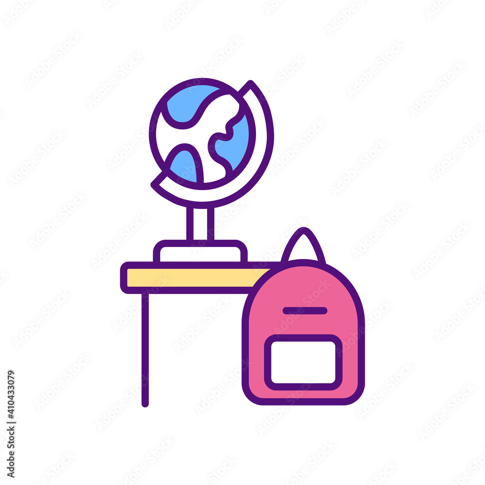 Poster adapting school curriculum rgb color icon. online teaching tips. provide interactive activities. use
