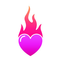 Flaming heart icon vector illustration isolated on white background.Fire emoji.Heart emoticon.