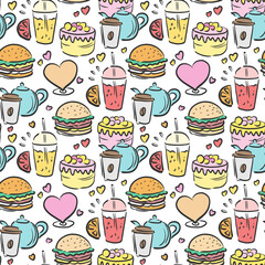 Doodle food seamless pattern