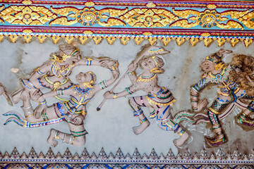 mural on the wall, digital photo picture as a background , taken in Patuxai laos, asia , taken in Sisaket temple , luang prabang, laos, asia © underworld