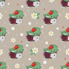 Hedgehog with strawberry pattern