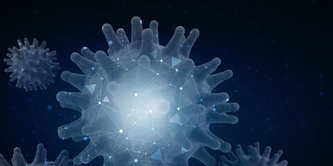 3d rendering Virus bacteria cells background