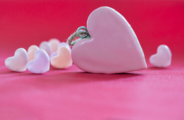 Valentine's day Pink Red Hearts Greeting love hearts. Festive of bokeh, sparkles, hearts for Valentine's day, Valentines day, Wedding anniversary love Background