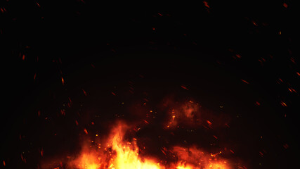 wide fire with sparks background