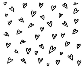 Vector Heart shape frame with brush painting isolated on white b