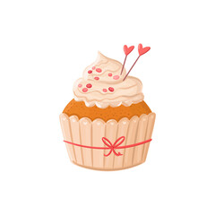 Hand drawn cupcake with icing vector illustration, sweet dessert food