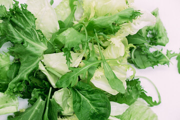 Mix of salads on a white background
