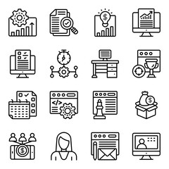 Pack of E Business Linear Icons 