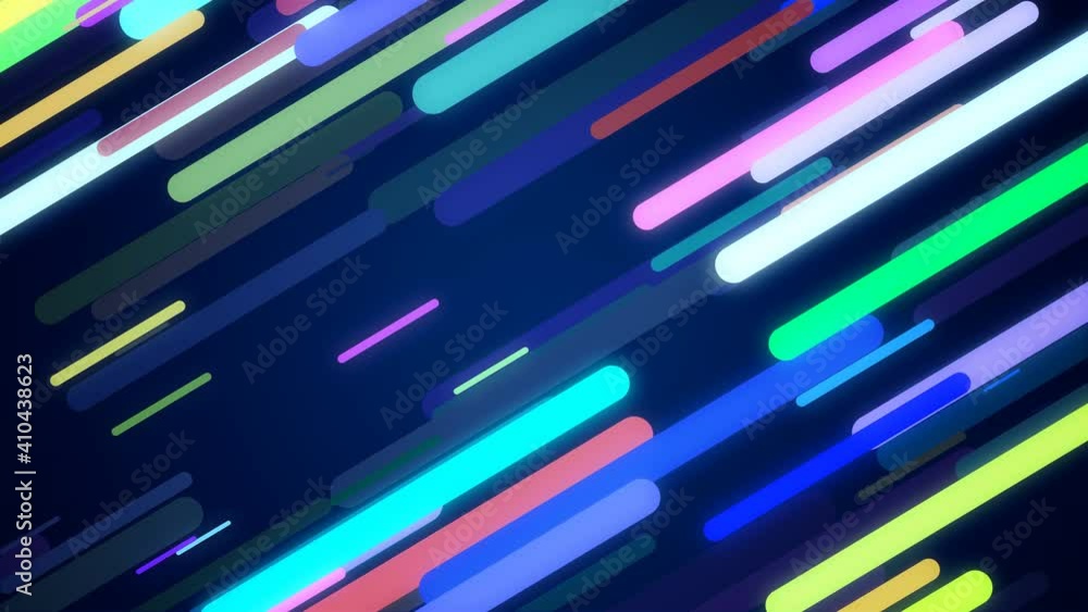 Poster abstract colorful lines design animation on a dark blue background. seamless loop.