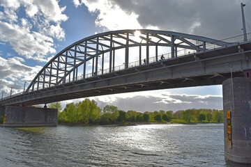 Fototapeta na wymiar John Frost bridge made famous from the movie A Bridge Too Far, at Arnhem, Netherlands.