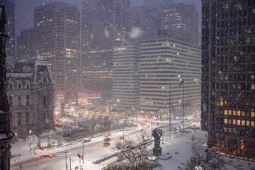 Philadelphia's Center City during a snow storm