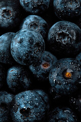 Fresh natural antioxidant blueberries pile, macro detailed close up