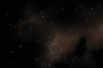 Star field in galaxy space with colorful nebula. Sci fi background of deep space. Ethereal wallpaper.